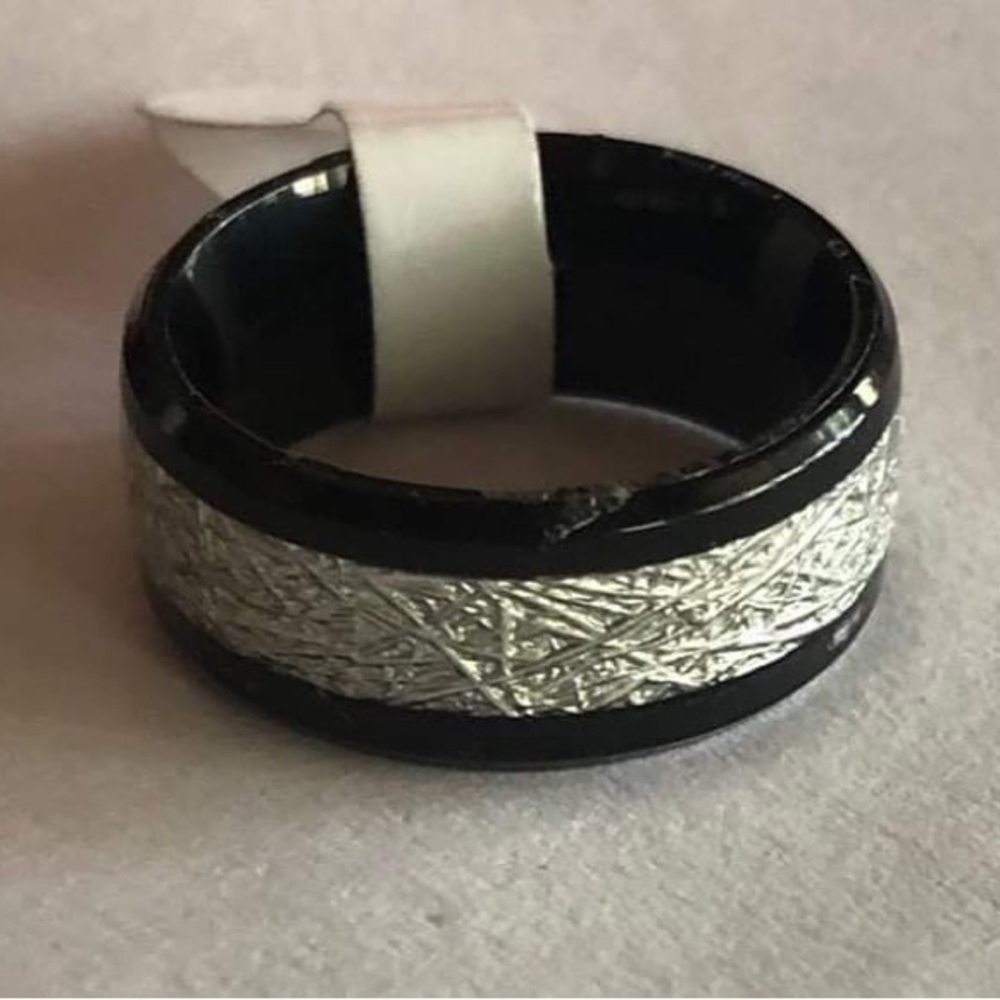 Black and silver ring size 6